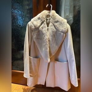 Luxurious Cream Teddy Jacket with Faux Fur Collar, ZARA BASIC